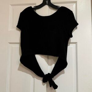 ARE YOU AM I BLACK COZY CROPPED SWEATER WITH BACK CUT OUT DETAIL